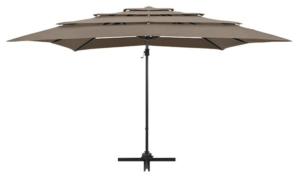 4stupňový zahradní slunečník s hliníkovou tyčí taupe 250x250 cm 313823