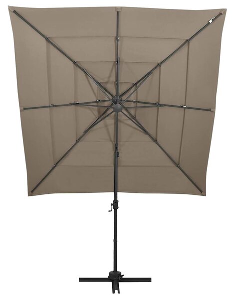 4stupňový zahradní slunečník s hliníkovou tyčí taupe 250x250 cm 313823