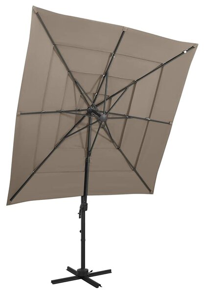 4stupňový zahradní slunečník s hliníkovou tyčí taupe 250x250 cm 313823