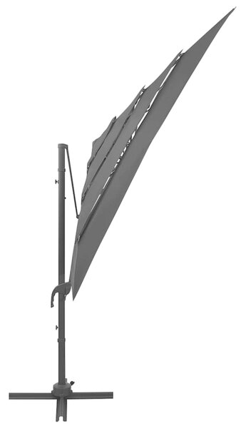 4stupňový zahradní slunečník hliníková tyč antracit 250x250 cm 313822