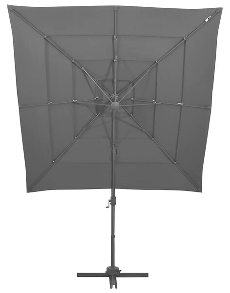 4stupňový zahradní slunečník hliníková tyč antracit 250x250 cm 313822