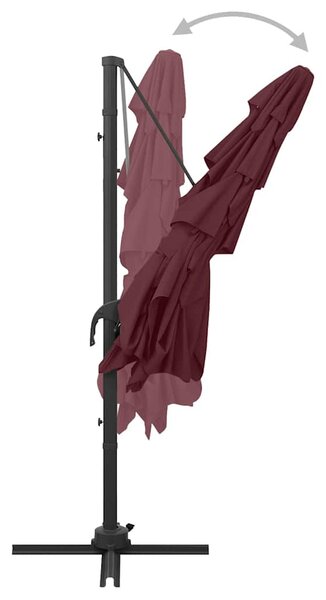 4stupňový zahradní slunečník s hliníkovou tyčí bordó 250x250 cm 313824