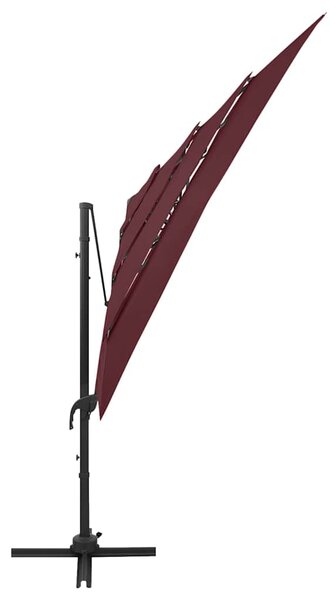 4stupňový zahradní slunečník s hliníkovou tyčí bordó 250x250 cm 313824