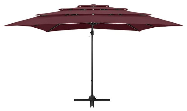 4stupňový zahradní slunečník s hliníkovou tyčí bordó 250x250 cm 313824