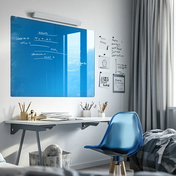 Modrá coelinová skleněná magnetická tabule Smatab® - 40 × 60 cm
