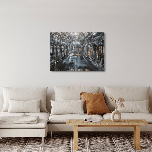 Skleněný obraz interiéru staré budovy (70x50 cm)