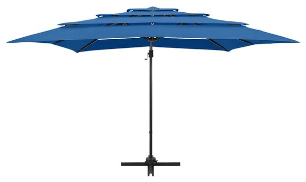 4stupňový zahradní slunečník hliníková tyč azurový 250 x 250 cm 313827
