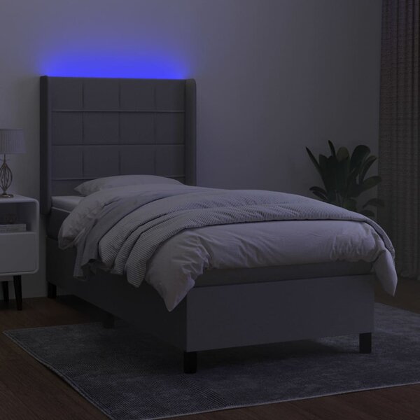 Box spring postel s matrací a LED světle šedá 80x200 cm textil 3138269