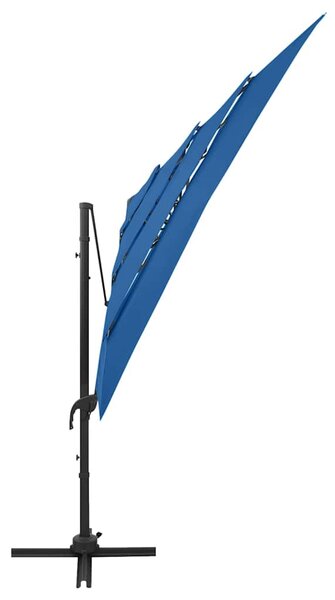 4stupňový zahradní slunečník hliníková tyč azurový 250 x 250 cm 313827