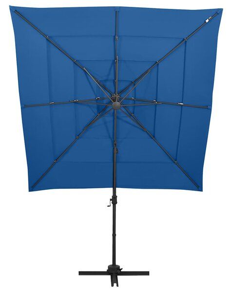 4stupňový zahradní slunečník hliníková tyč azurový 250 x 250 cm 313827