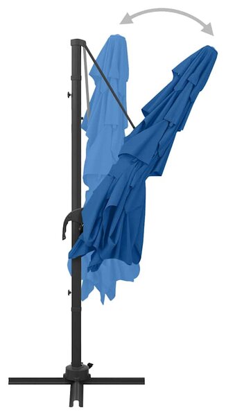 4stupňový zahradní slunečník hliníková tyč azurový 250 x 250 cm 313827