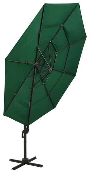 4stupňový zahradní slunečník s hliníkovou tyčí zelený 3 x 3 m 313829