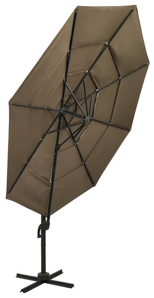 4stupňový zahradní slunečník s hliníkovou tyčí taupe 3 x 3 m 313831