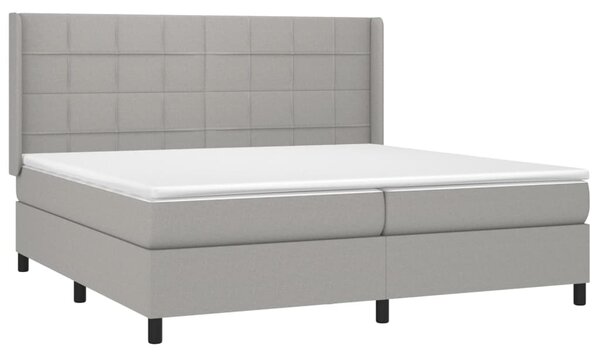 Box spring postel s matrací a LED světle šedá 200x200 cm textil 3138341