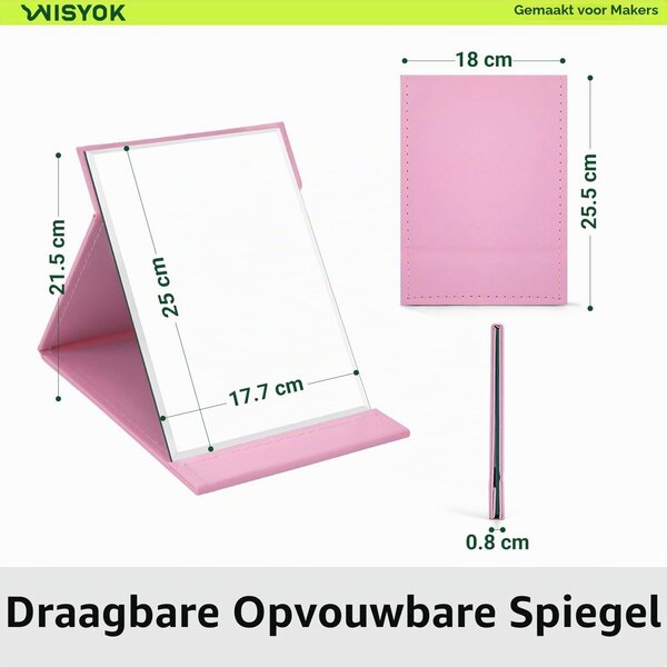 Skládací kosmetické zrcátko - Přenosné - 25 x 18 cm -Polyuretankůže - Růžové