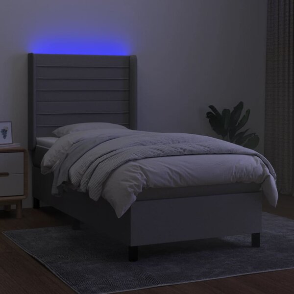 Box spring postel s matrací a LED světle šedá 80x200 cm textil 3138349