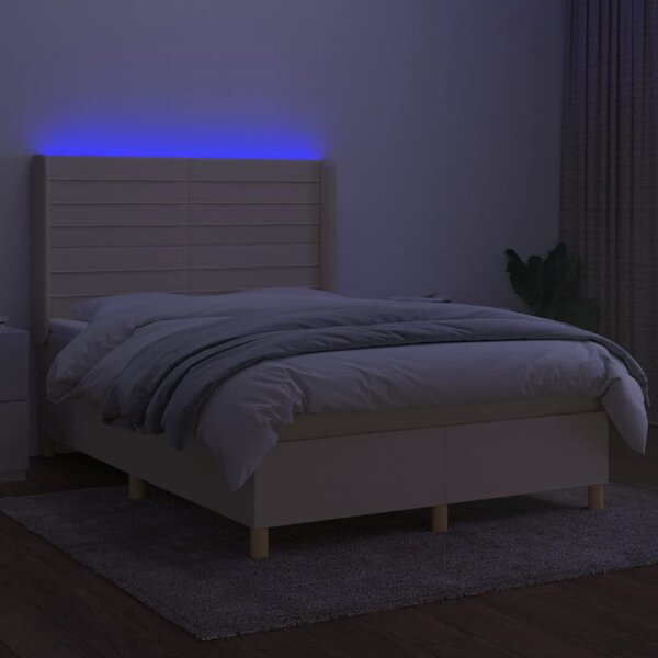 Box spring postel s matrací a LED krémová 140x190 cm textil 3138394