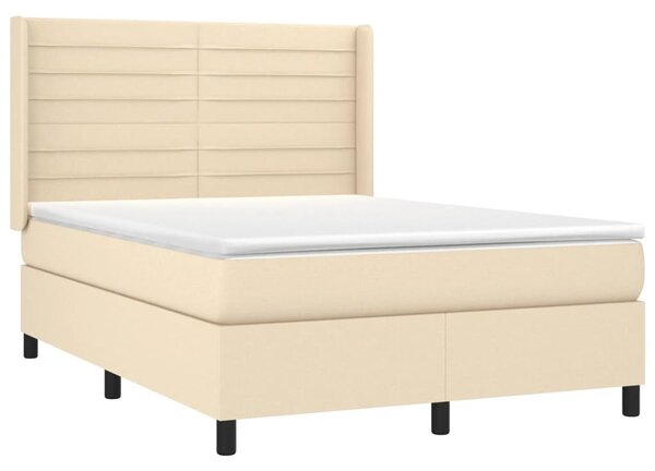 Box spring postel s matrací a LED krémová 140x190 cm textil 3138394