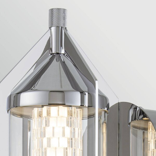 Quintiesse LED nástěnné světlo ESPADA, leštěný chrom, Ø 16 cm, kov IP44, stmívatelný, Chrom / stříbro, Koupelna, Hliník, Moderní