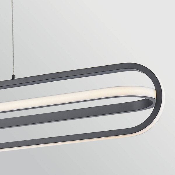 Quintiesse Závěsné LED světlo DENMARK, matná černá, délka 107 cm, kov, stmívatelný, Černá, Obývací pokoj / jídelna, Hliník, Moderní