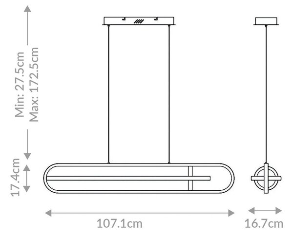 Quintiesse Závěsné LED světlo DENMARK, matná černá, délka 107 cm, kov, stmívatelný, Černá, Obývací pokoj / jídelna, Hliník, Moderní