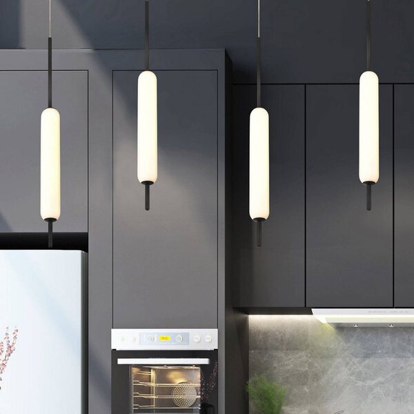 Quintiesse Závěsné světlo LED CUMBERLAND, černé, Ø 13 cm, kov/sklo, stmívatelný, Černá, Obývací pokoj / jídelna, kov, Moderní