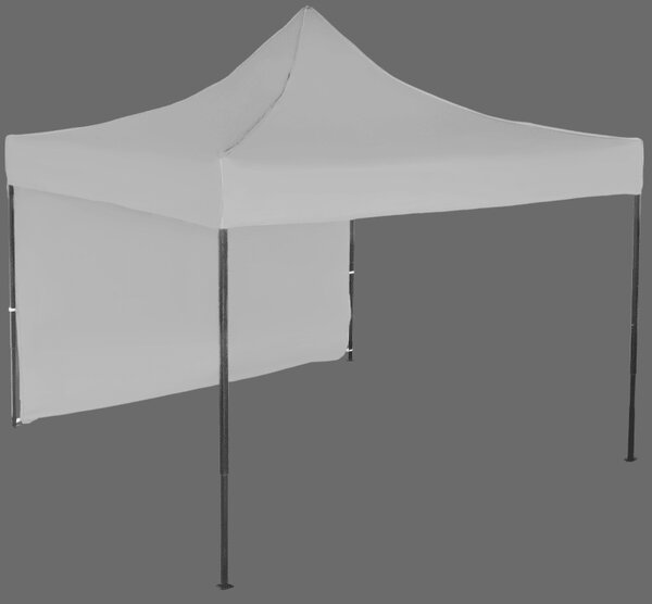 Nůžkový stan 3x3m ocelový, 1 boční plachta, Šedá / antracitová