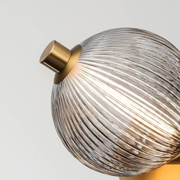 Quintiesse LED nástěnné světlo PALMAS zlatá/kouřově šedá šířka 59 cm 3-křídlá IP44, stmívatelný, Mosaz / zlato, Koupelna, kov, Moderní, Koule