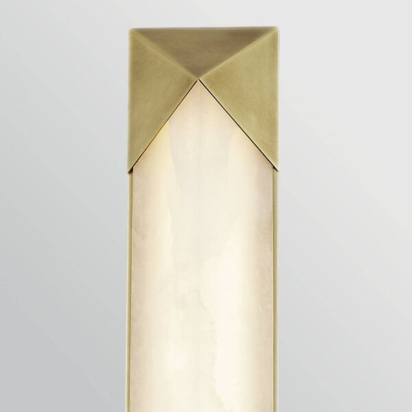 Quintiesse LED nástěnné světlo CAESAR, starý mosaz, výška 64 cm kov/alabaster, stmívatelný, Bronz / starožitná mosaz, Obývací pokoj / jídelna, kov, Moderní