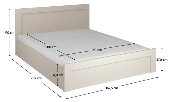 Manželská postel 160 cm Kuerten 1 (kašmír) (s roštem) (s úl. prostorem)