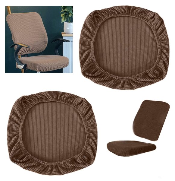Potah na kancelářskou židli, elastické potahy na židle, odnímatelné, hnědé