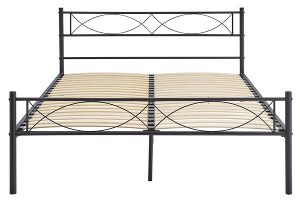 Kovová manželská postel 160 cm Sostienen 1 (černá) (s roštem)