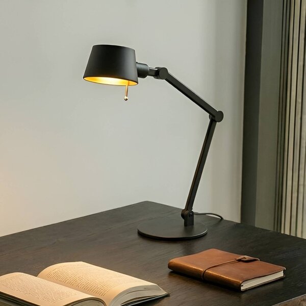 Lucande Stolní lampa Silka, 93 cm, černá, nastavitelná, E27, Černá, Pracovna / kancelář, kov, Moderní