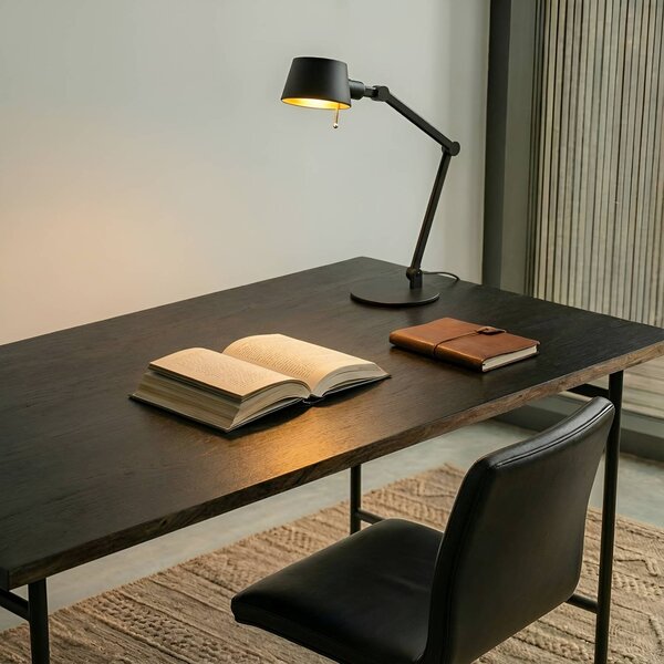 Lucande Stolní lampa Silka, 93 cm, černá, nastavitelná, E27, Černá, Pracovna / kancelář, kov, Moderní