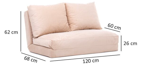 Krémová rozkládací pohovka 120 cm Taida – Balcab Home