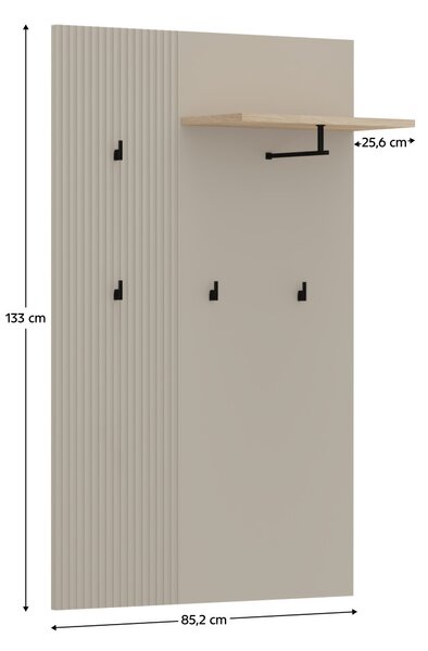 Věšákový panel Denegacion 1 (šedohnědá + dub silverjack)