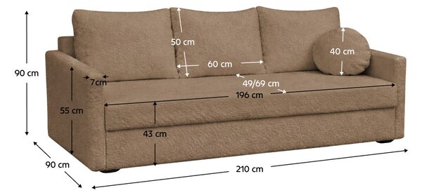 Rozkládací pohovka Zarpado 1 (hnědá) (s úl. prostorem)