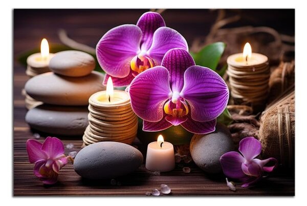 Obraz na plátně Zen kameny a orchideje
