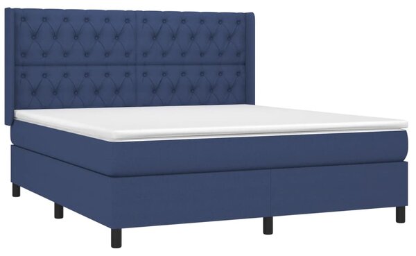 Box spring postel s matrací a LED modrá 160x200 cm textil 3138571