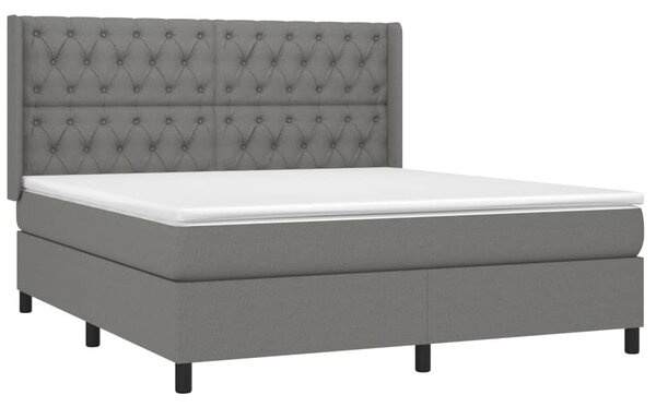 Box spring postel s matrací a LED tmavě šedá 160x200 cm textil 3138566