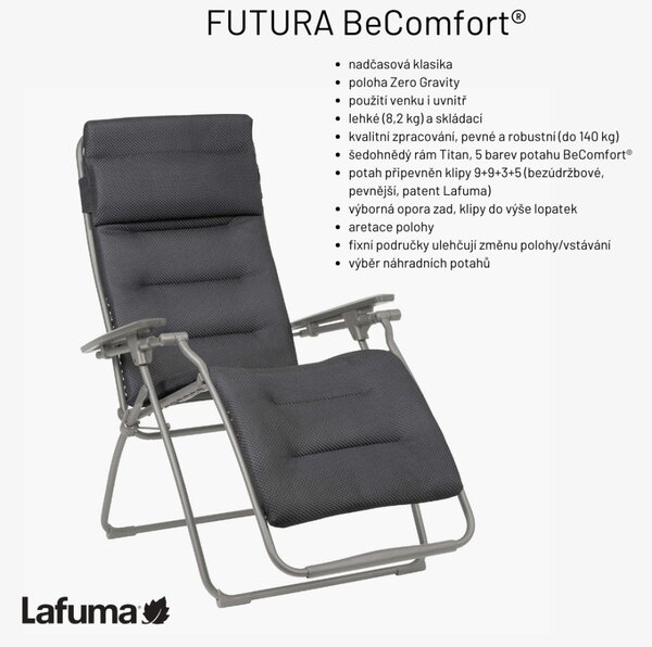 Relaxační křeslo Lafuma FUTURA BeComfort šedá Silver