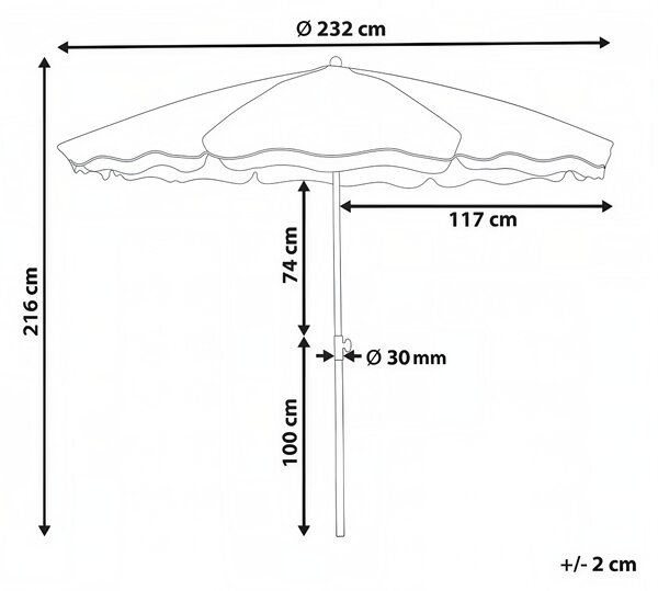 Slunečník 232 cm SESTRIERE Tyrkysová