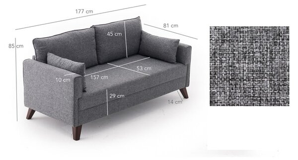 Šedá pohovka 177 cm Bella – Balcab Home