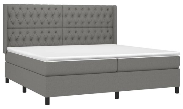 Box spring postel s matrací a LED tmavě šedá 200x200 cm textil 3138582