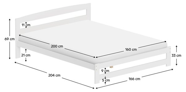 Manželská postel 160 cm Aimar 1 (bílá) (s roštem)