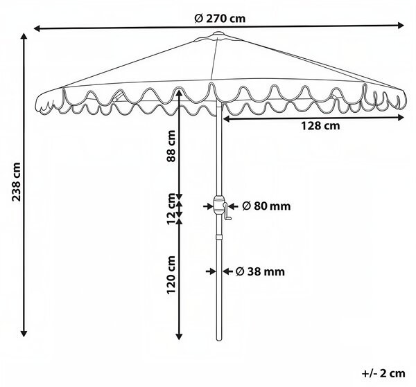 Slunečník 270 cm ISOLOTTO Šedá
