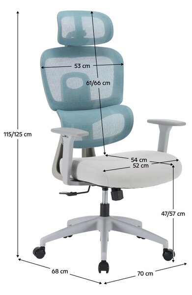 Kancelářské křeslo Endesa 1 (neomint + světle šedá + šedá)