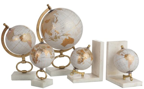 Glóbus na kovové zlaté noze Marble small - ∅15*27 cm - J-Line by Jolipa