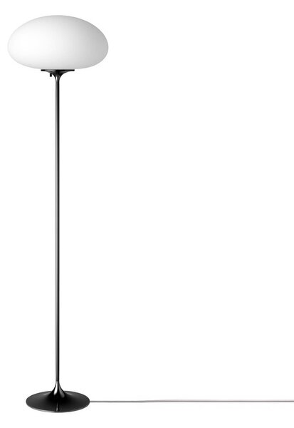 GUBI Gubi Stojací lampa Stemlite, černá-chrom, výška 150 cm, stmívatelné, stmívatelný, Chrom / stříbro, Obývací pokoj / jídelna, kov, Design