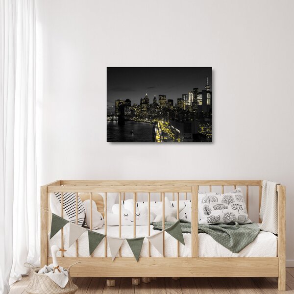 Skleněný obraz noční metropole (70x50 cm)